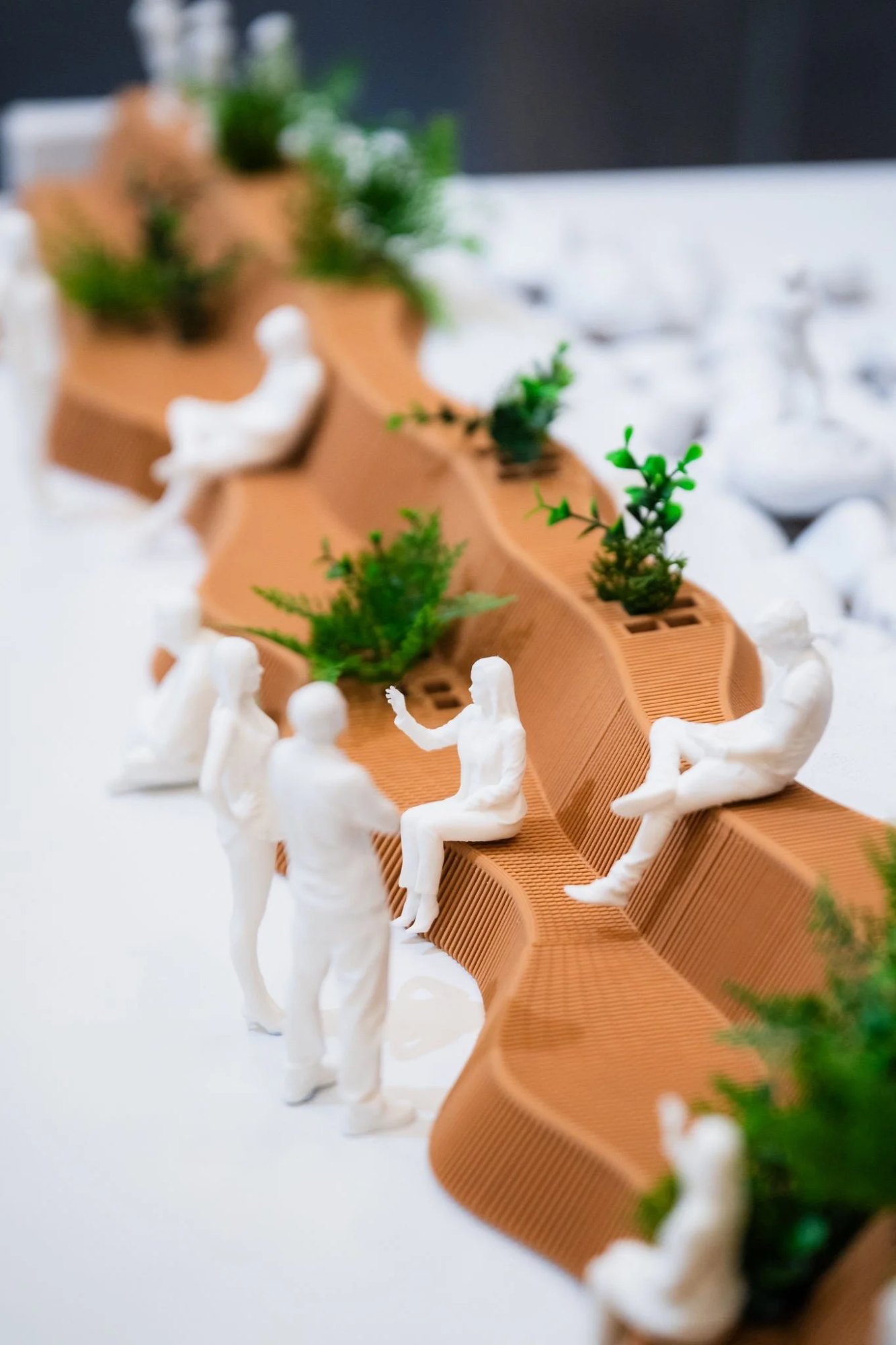 The street furniture is 3D printed in a 1:12 Scale that is placed on a landscape model of Clovelly Beach